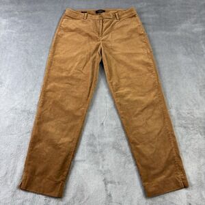 Talbots Corduroy Straight Leg Pants Womens 10 Brown Curvy Slit Preppy Office EUC